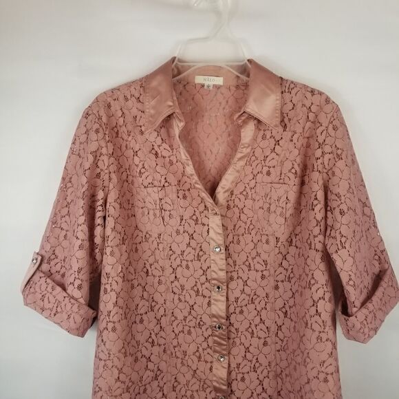 HALO LACE TOP. PINK. SIZE L. PINKY MAUVE. - Picture 6 of 13
